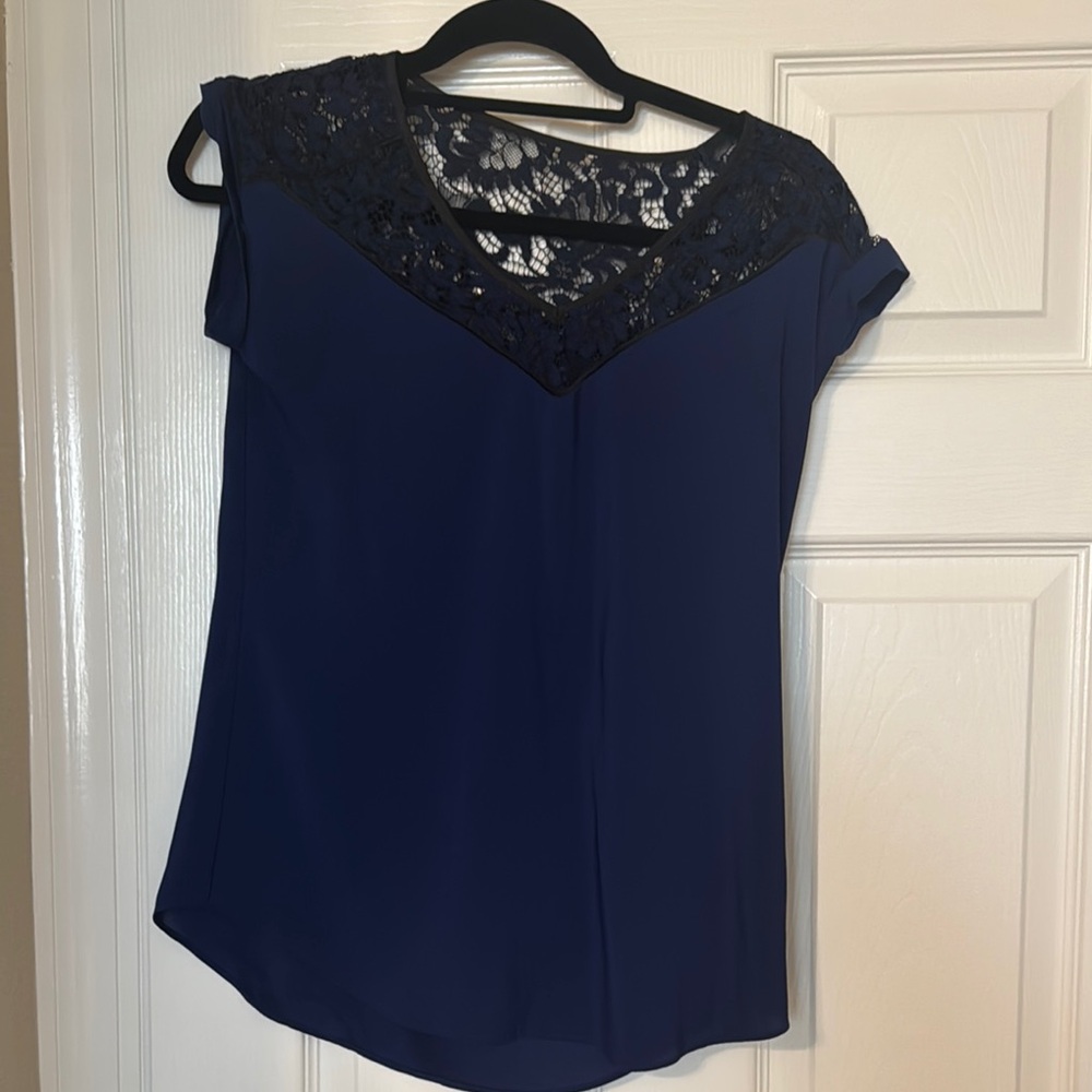 Express Navy Blue Lace Blouse